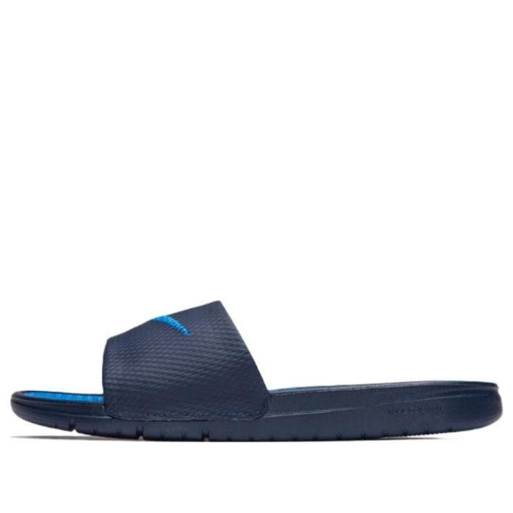 sy benzin smertestillende medicin Nike Benassi Solarsoft Slide Sports Slippers Black Blue for Men | Lyst