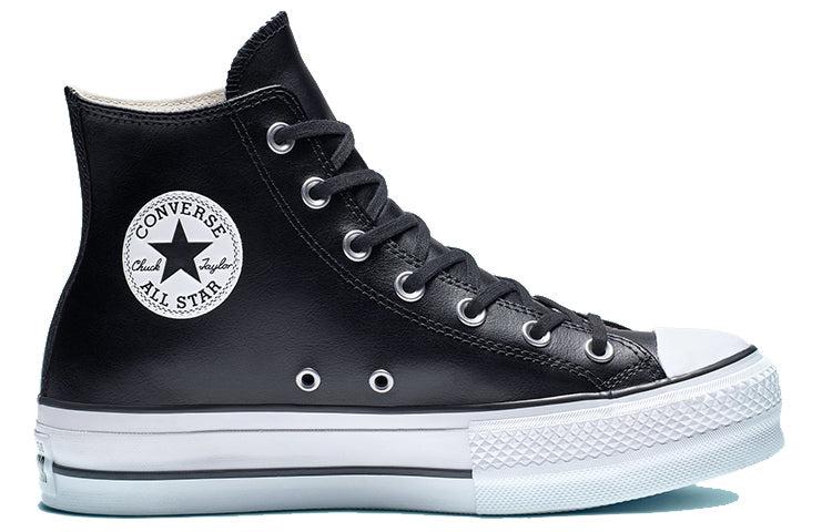 Converse Chuck Taylor All Star Platform Clean Leather High Top Thick Sole  in Black | Lyst