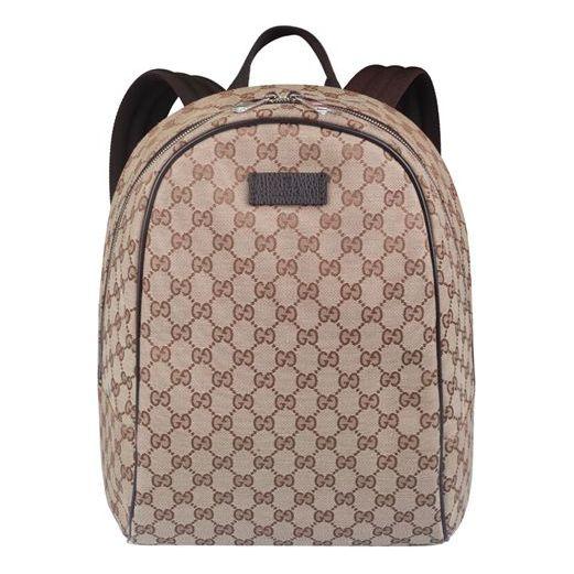 Gucci Logo Leather Logo Canvas Schoolbag Backpack / / Brown Classic Lyst