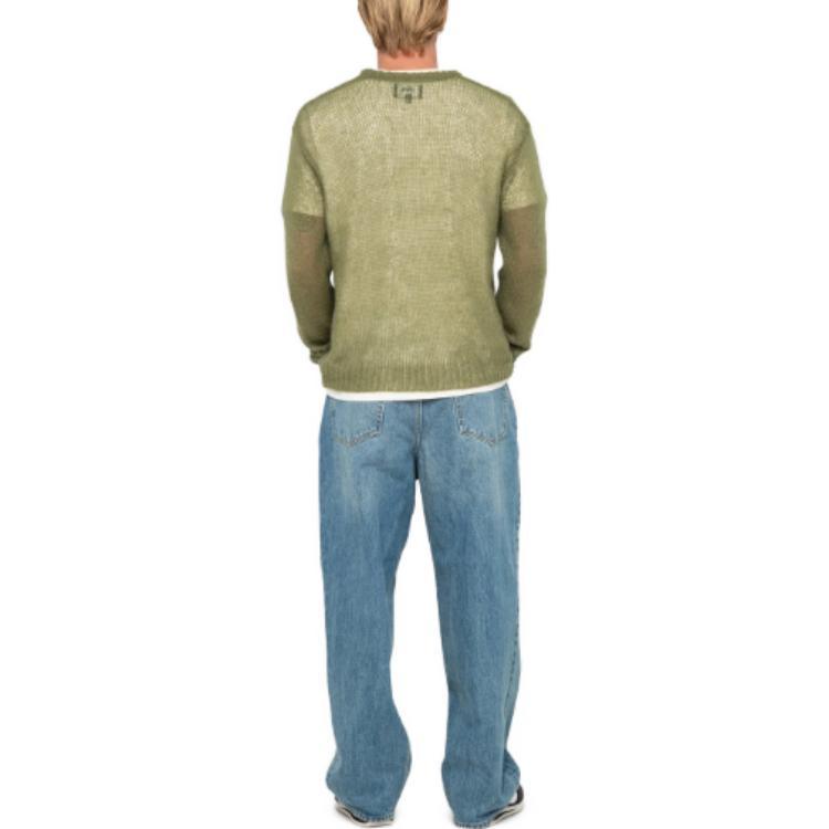 Stussy Loose Knit Logo Sweater 'Cypress' in Green for Men