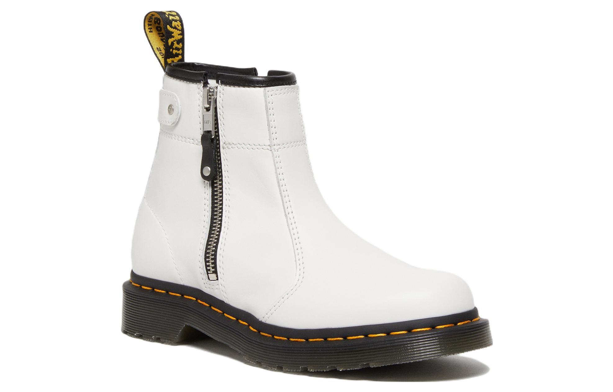 Dr. Martens White Leather Zip Slip-Ons Slip Resistant Slip On White Doc Martens Combat Boots White  main image 3
