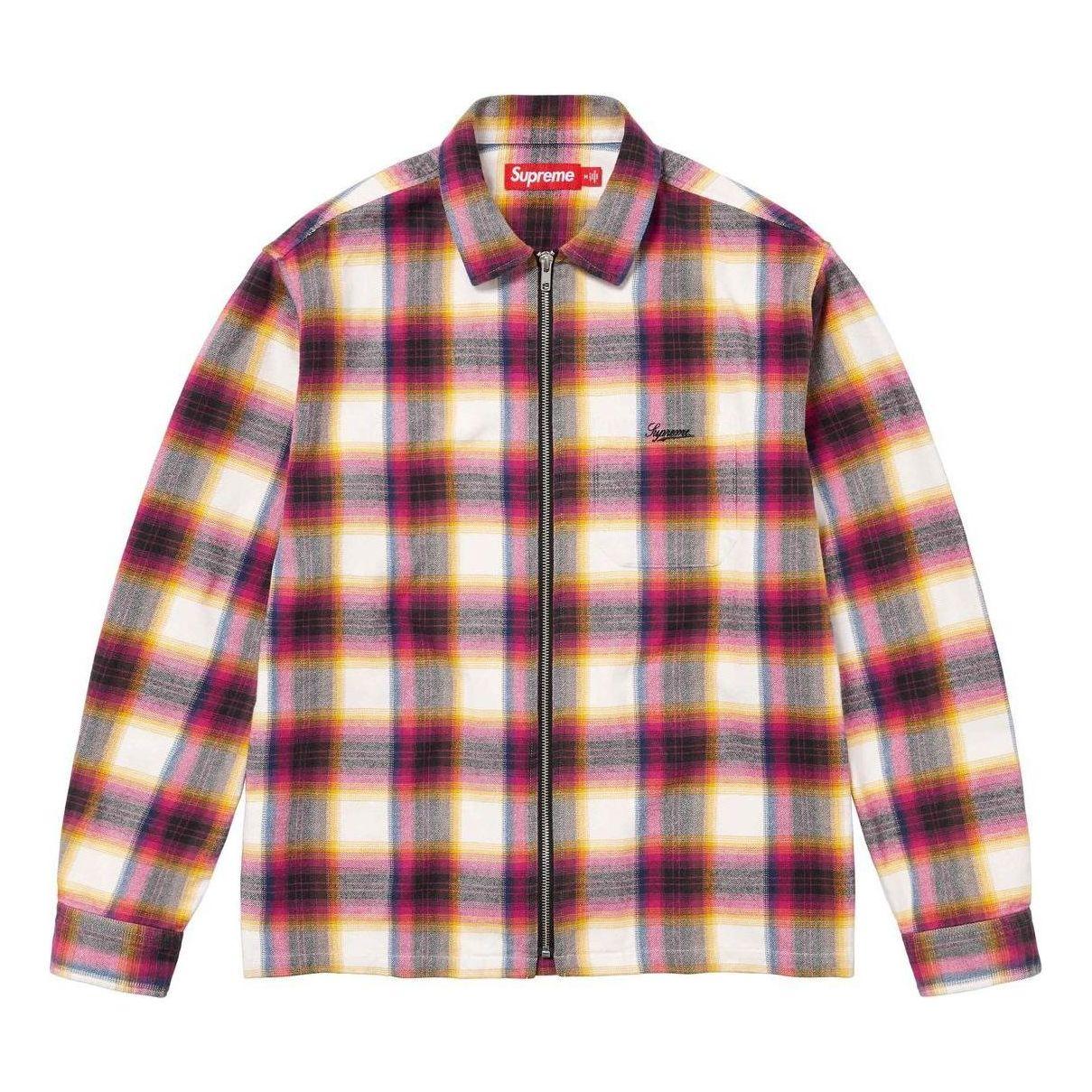 Supreme quilted plaid zip up shirt