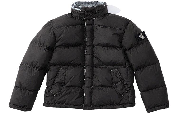 Supreme X Stone Island Painted Camo Crinkle Down Jacket in Black