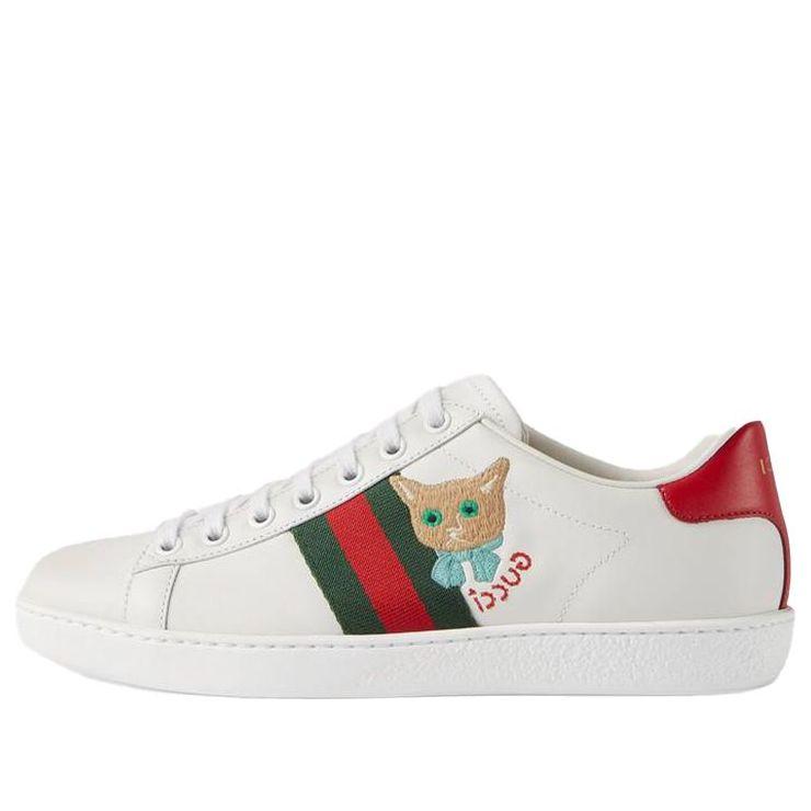 Gucci Ace Series Cat Embroidered Shoes/sneakers White Red |