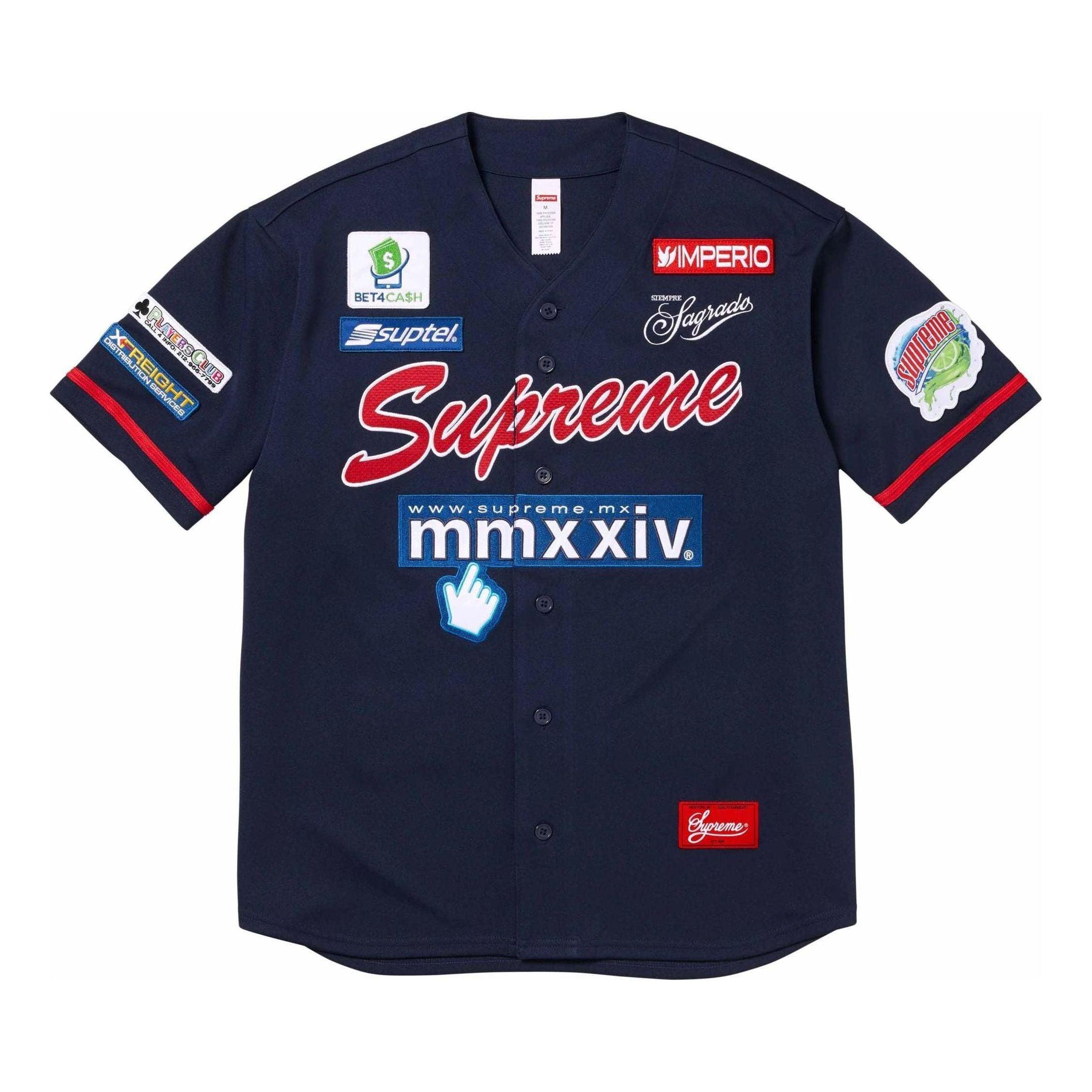 ウェア Supreme Baseball Shirt Supreme Floral Jacquard Baseball Jersey Navy Men's - SS26 - GB