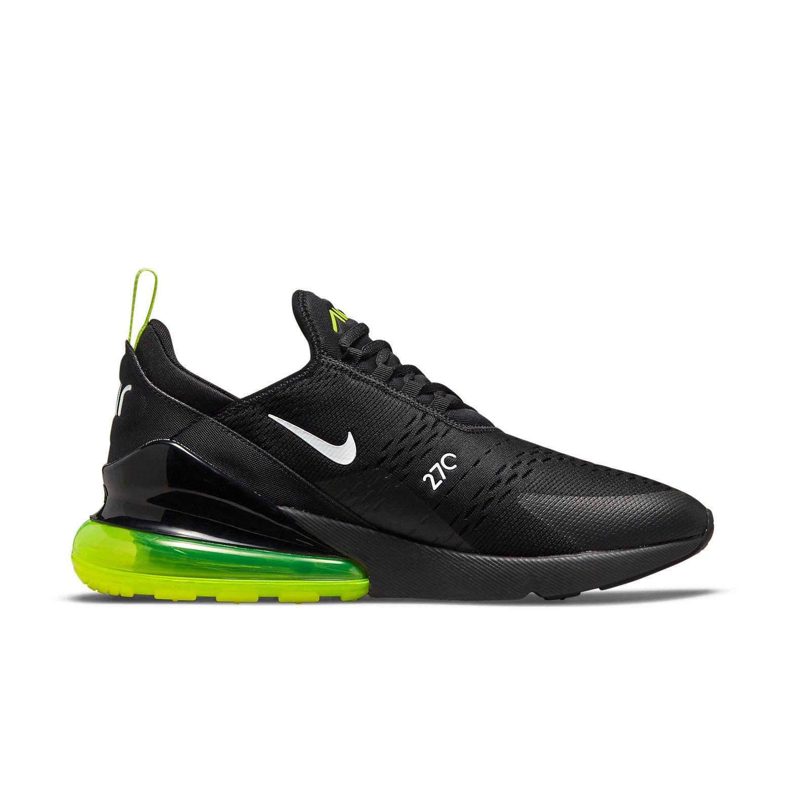 neon green and black air max 270