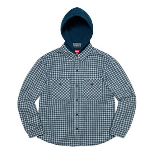 Supreme Houndstooth Flannel Hooded Shirt in Blue for Men | Lyst UK