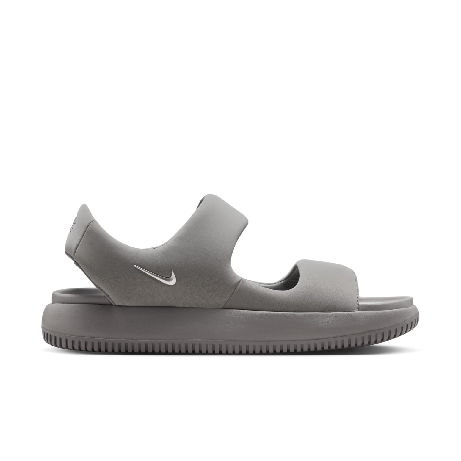 grey and white nike sandals
