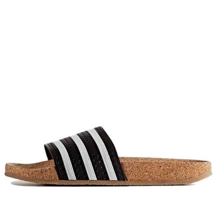 adidas Originals Adilette Cork Slippers Black/white in Brown | Lyst