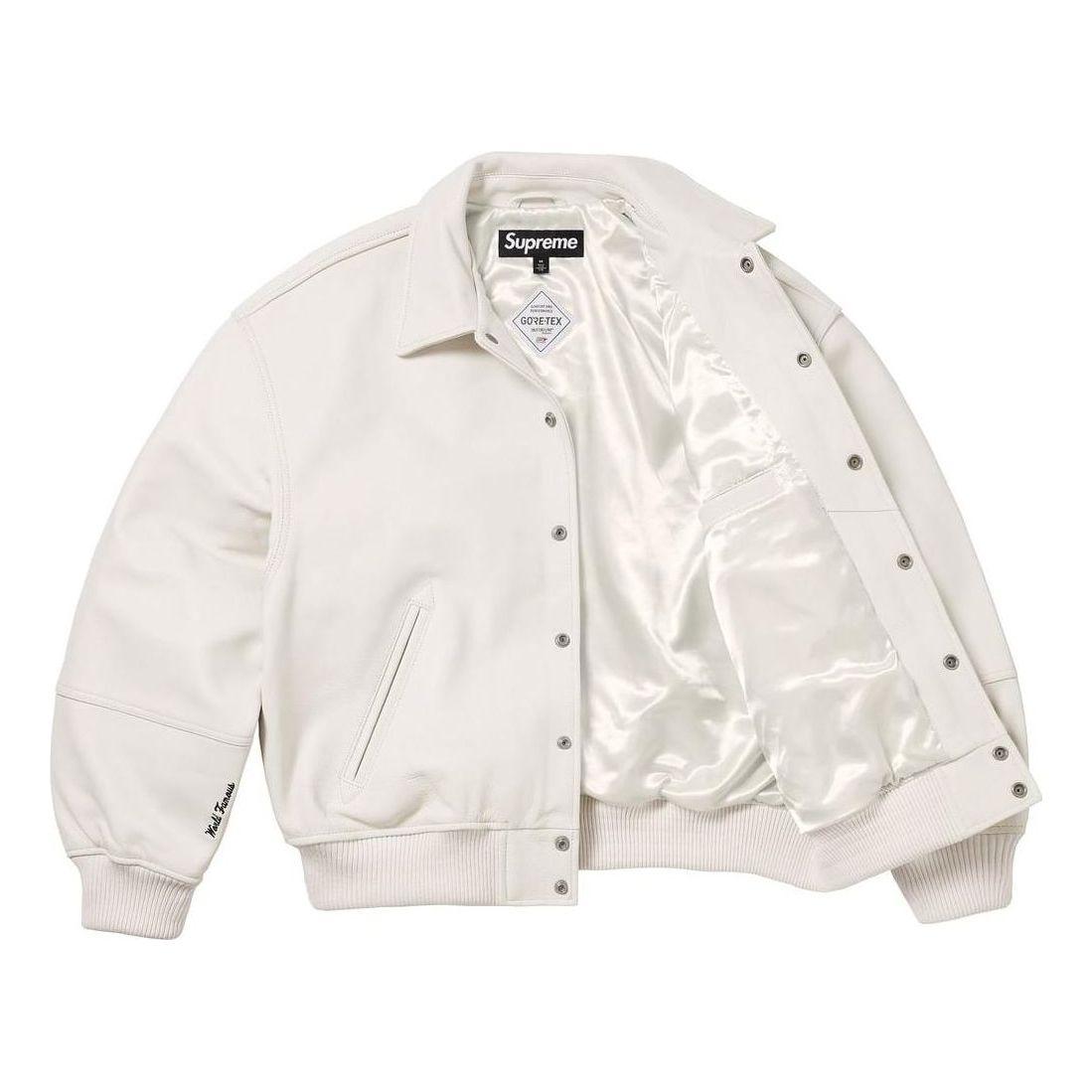 Supreme Gore-Tex Infinium Windstopper Leather Varsity Jacket in