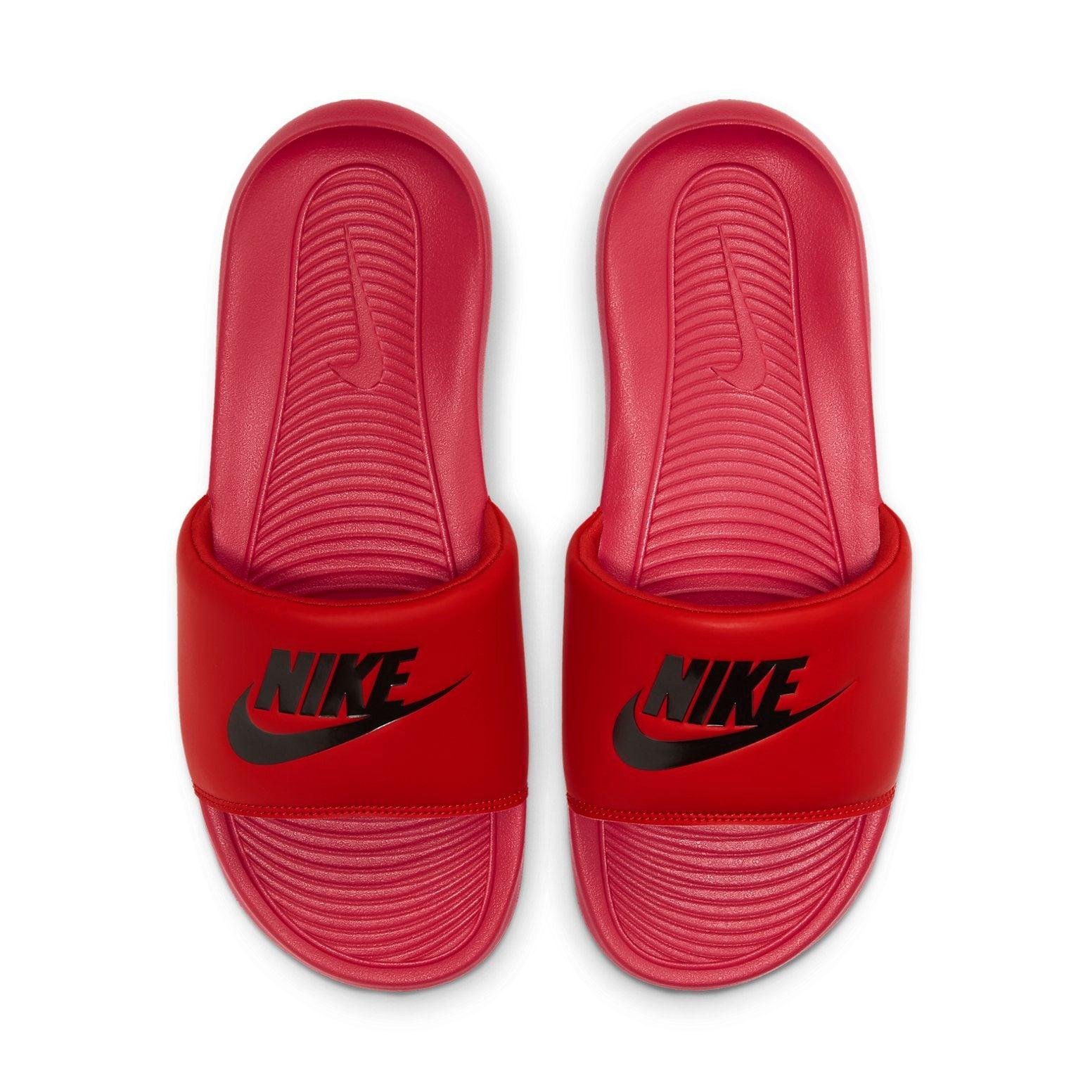 red bandana nike slides