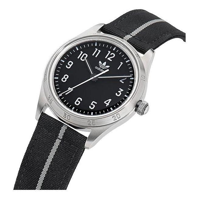 Adidas Vintage White deals Dial Black Leather Strap Watch 10-0019-106 New battery