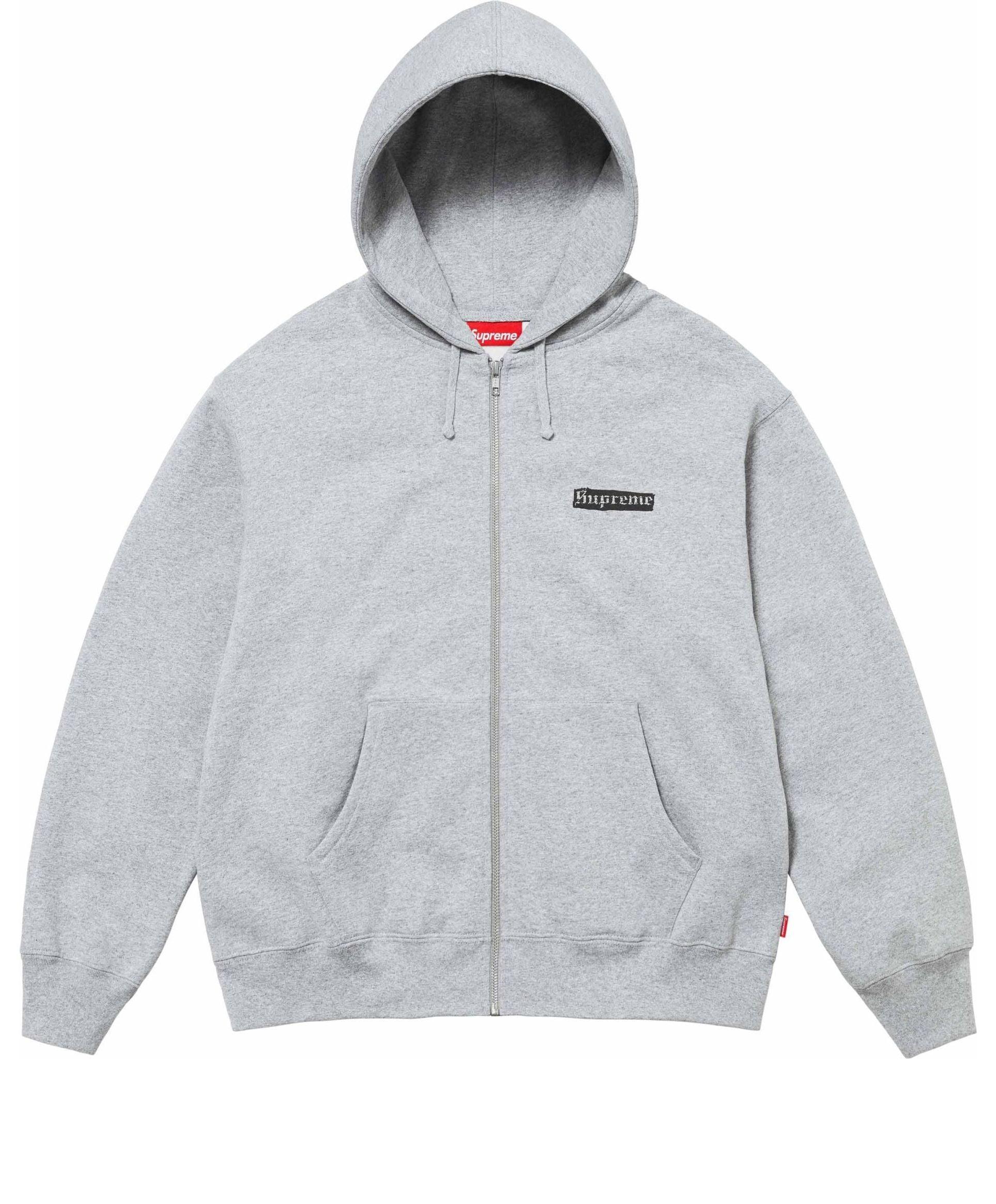 Supreme Spread Zip Up Hooded Sweatshirt in Grey for Men Lyst UK