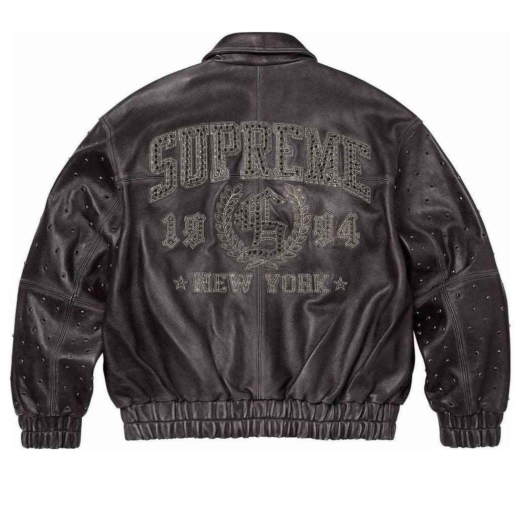 Supreme Gem Studded Leather Jacket in Grey for Men | Lyst UK
