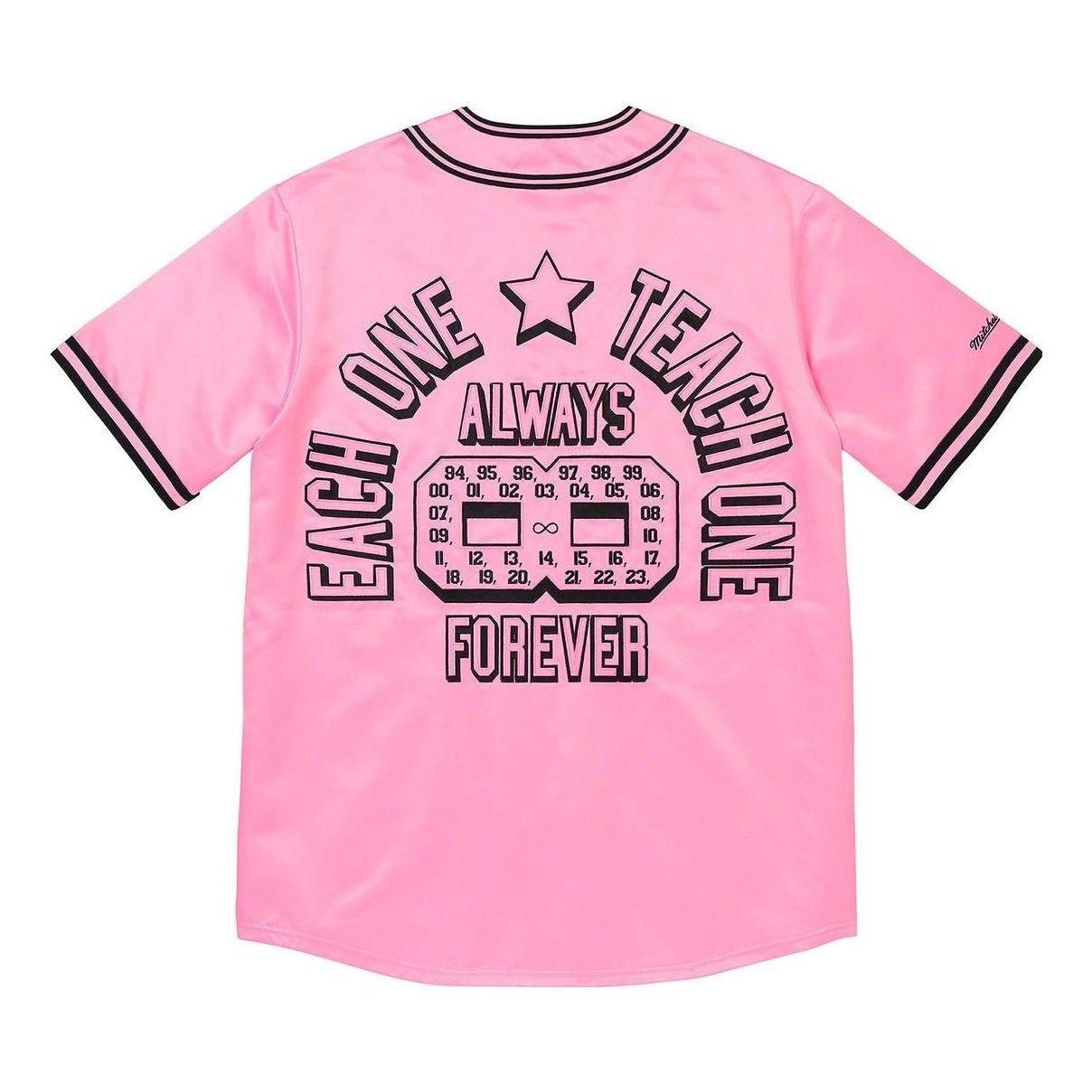 Supreme X Mitchell & Ness Satin Baseball Jersey in Pink for Men