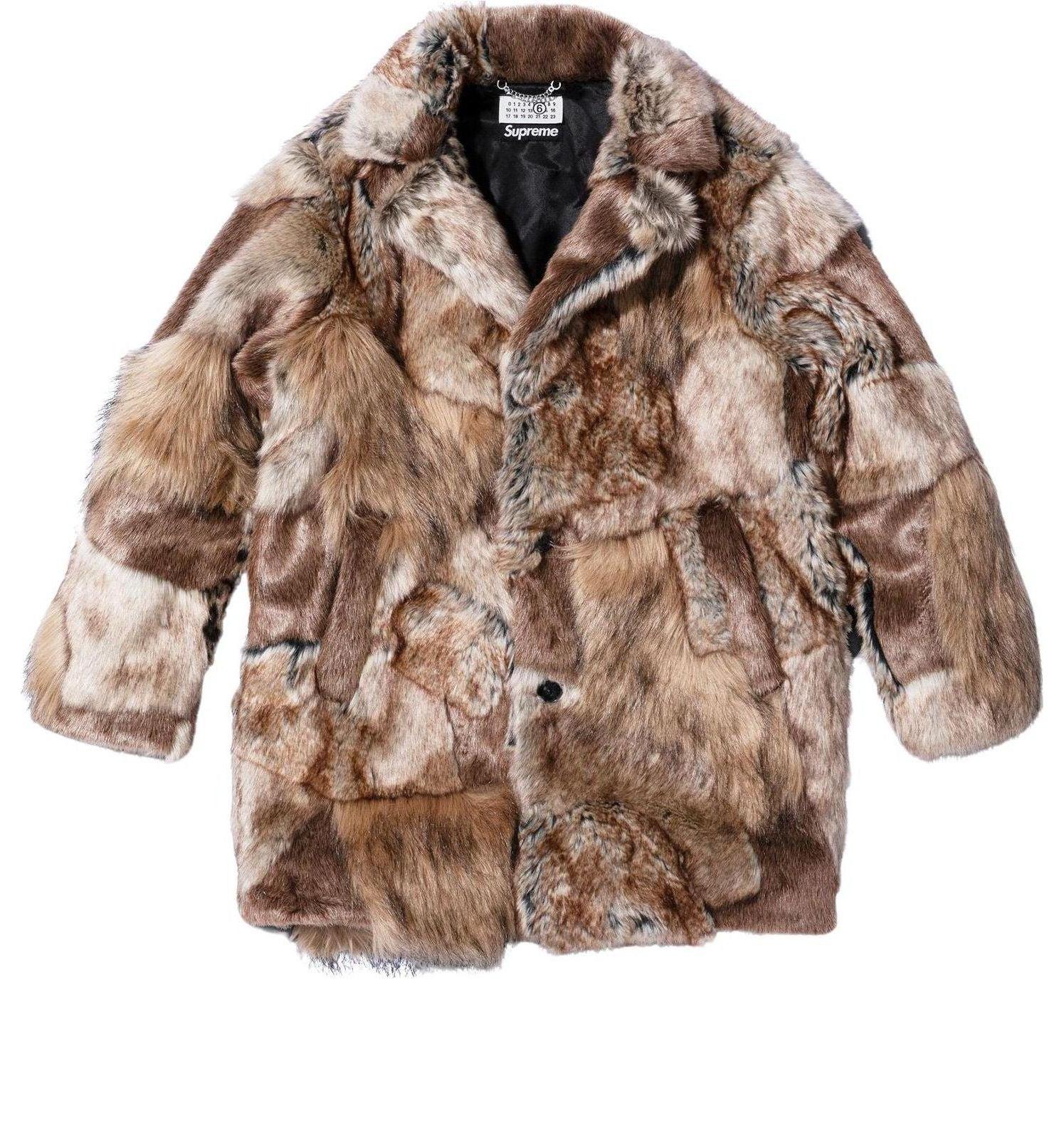 n*♡様 美品 MM⑥ Maison Margiela ファーベストコート Supreme X Mm6 Maison Margiela Patchwork Faux Fur Coat Tan' in