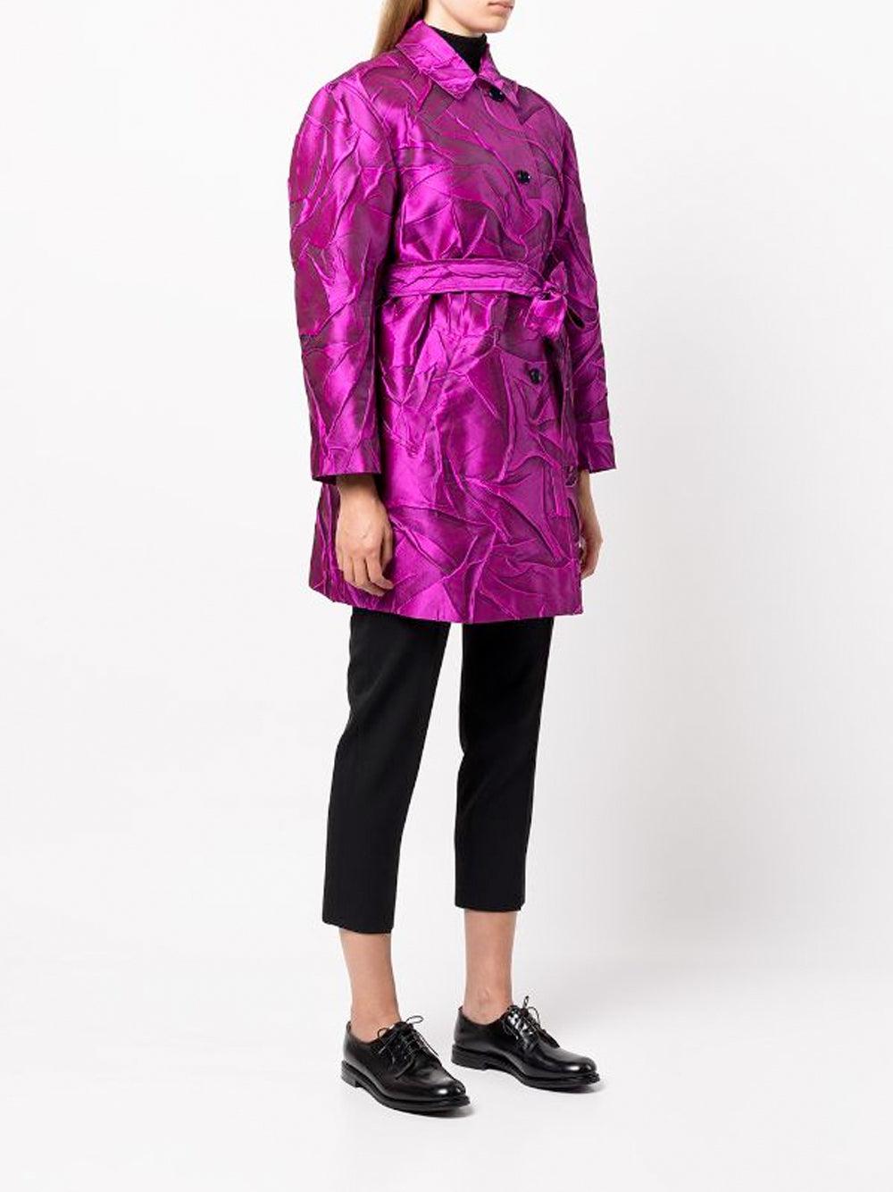 Dries Van Noten Belted Jacquard Jacket in Pink | Lyst