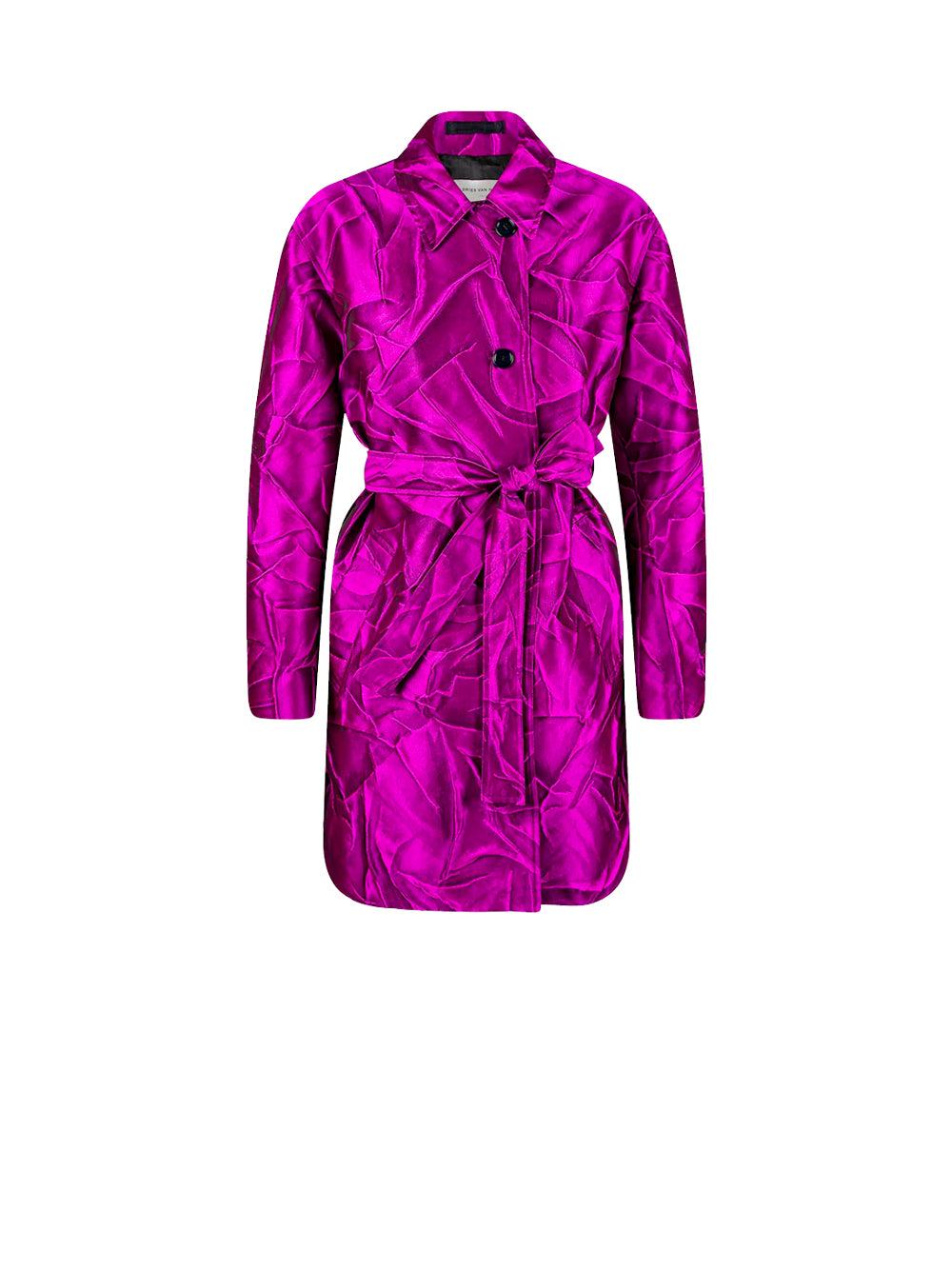 Dries Van Noten Women's Pink Belted Jacquard Jacket