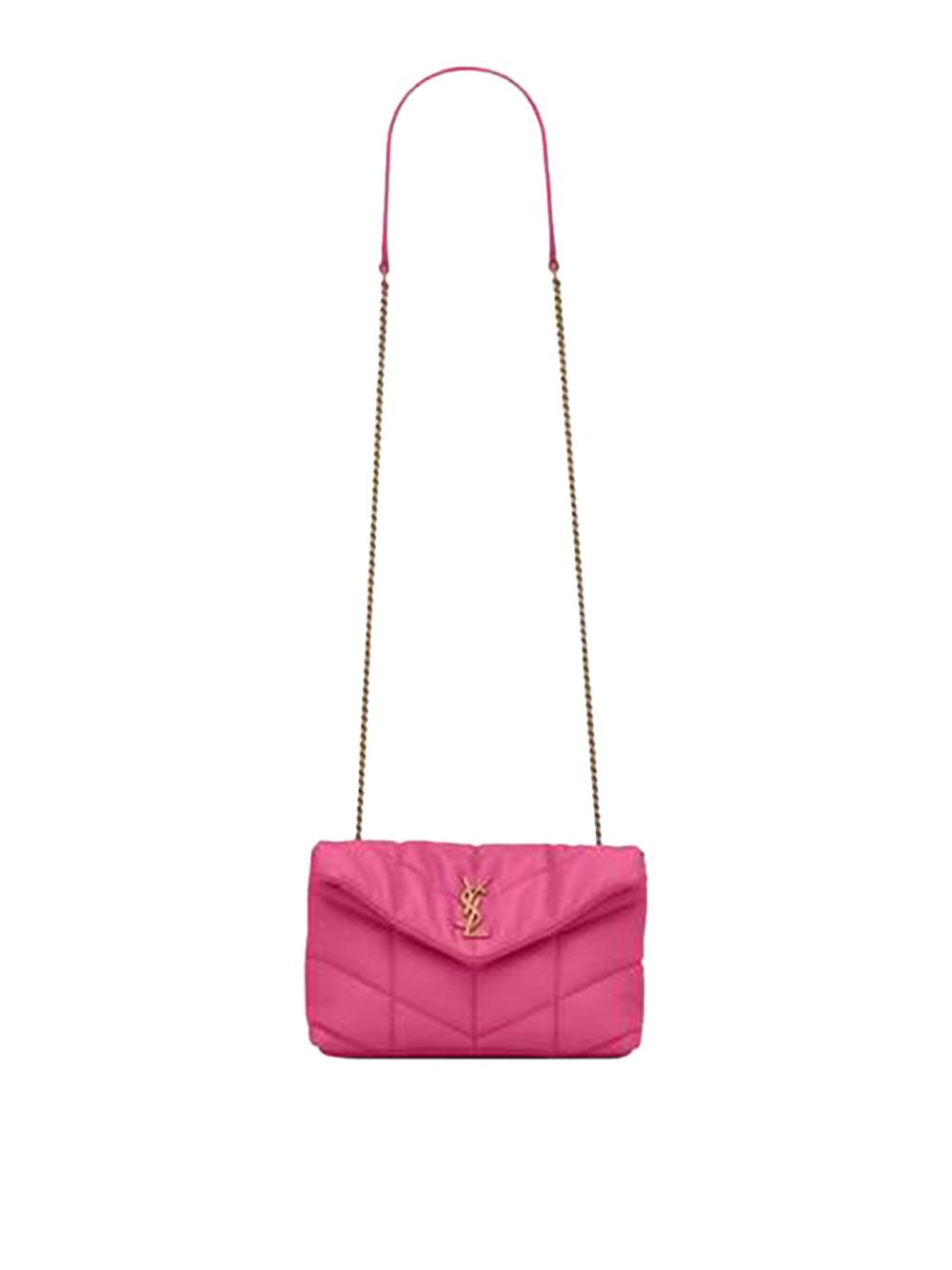 Saint Laurent Loulou Mini Puffer Bag in Pink | Lyst