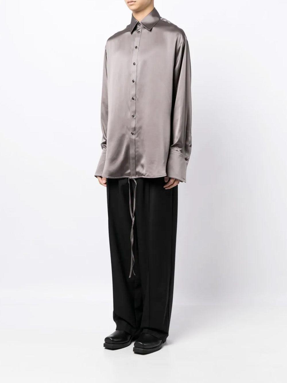 Peter Do Silk Wrap Shirt in Gray | Lyst