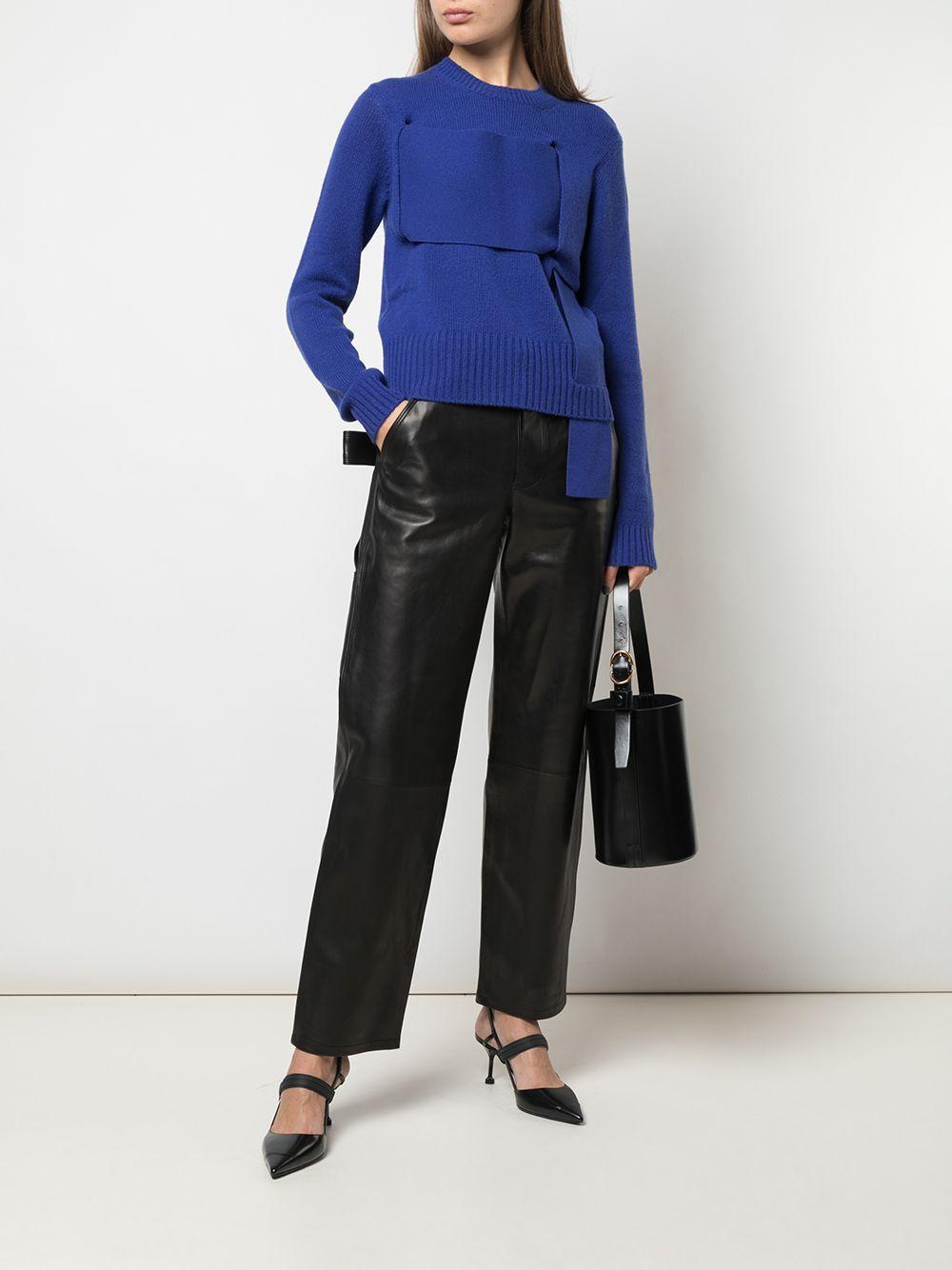 Bottega Veneta Leather Wide Leg Pants in Black - Lyst