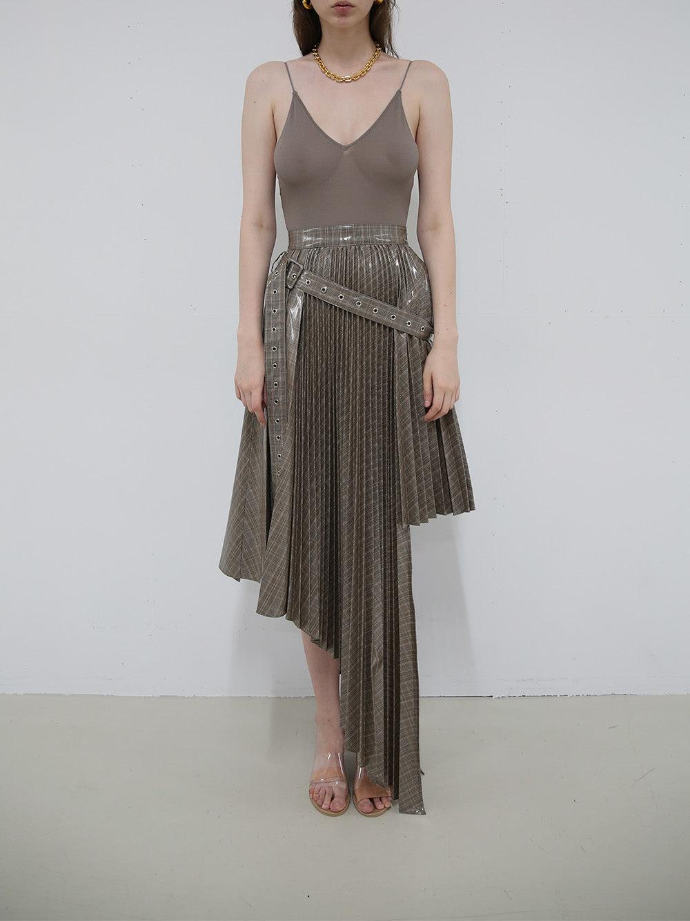 Rokh Triple Asymmetric Pleated Skirt - Grey