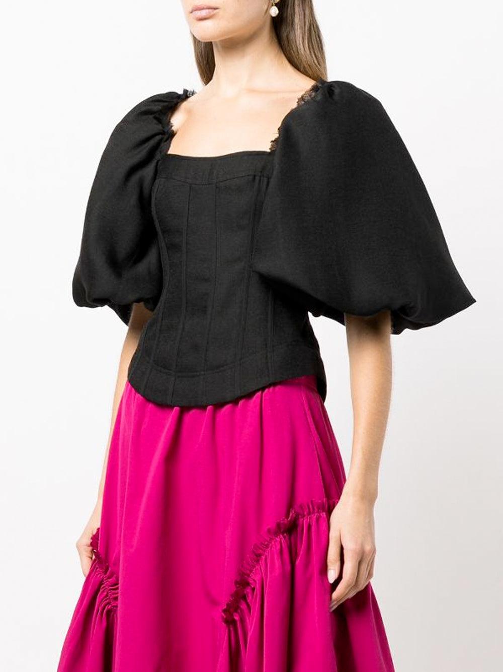 Aje. Cecile Puff Sleeve Corset Top in Black | Lyst