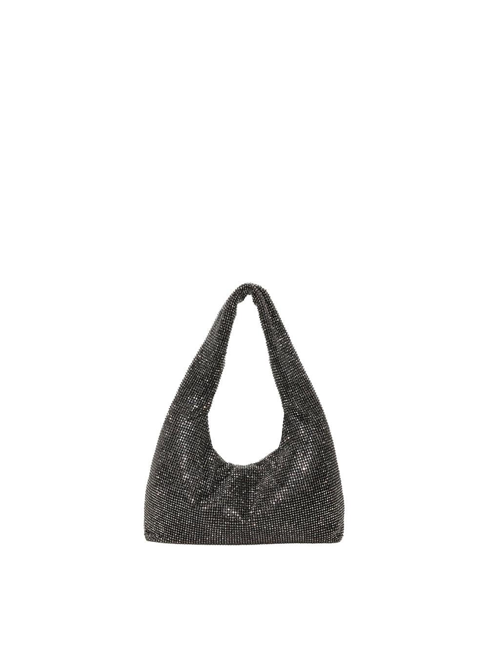 Kara Mini Crystal Mesh Armpit Bag in Black | Lyst
