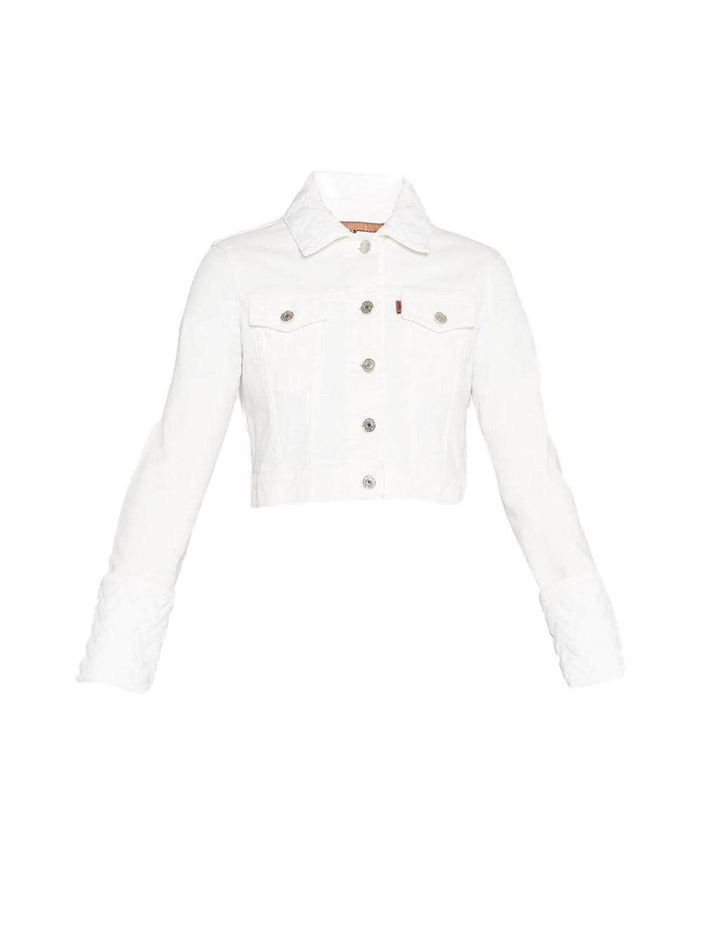 Missoni Crop Denim Jacket in White | Lyst