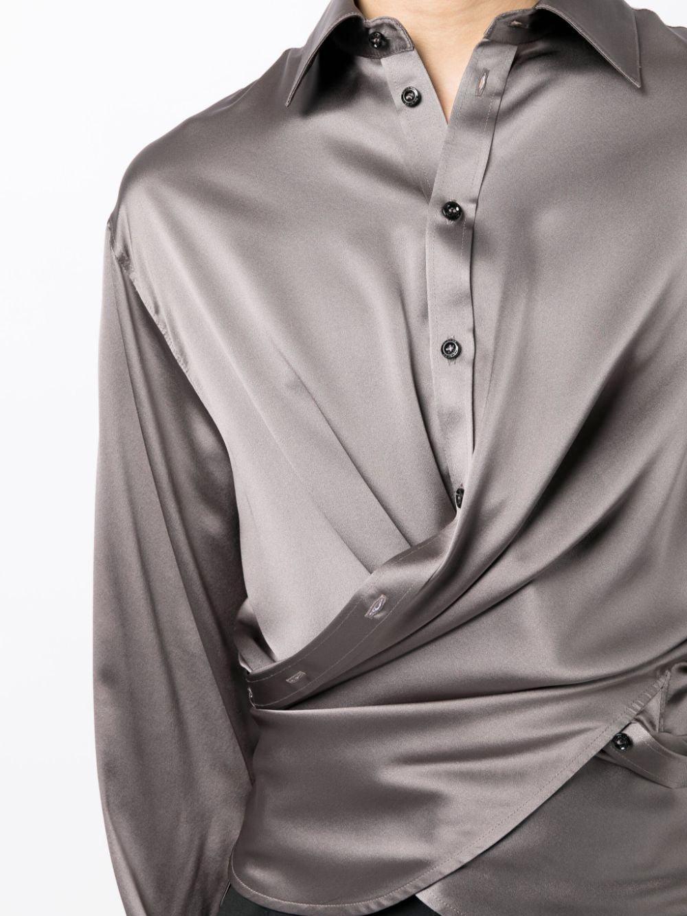 Peter Do Silk Wrap Shirt in Gray | Lyst
