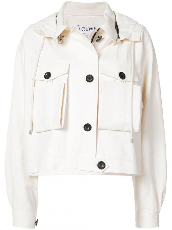 Loewe Synthetic Cropped Hooded Jacket in White - Lyst