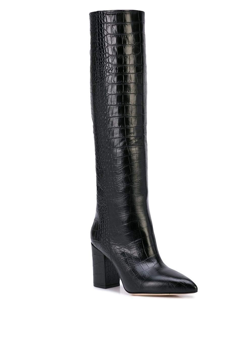 black crocodile heeled boots