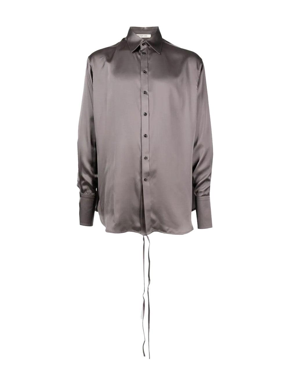 Peter Do Silk Wrap Shirt in Gray | Lyst