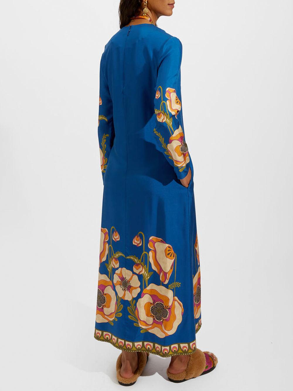 La DoubleJ Silk Long Sleeve Swing Dress 