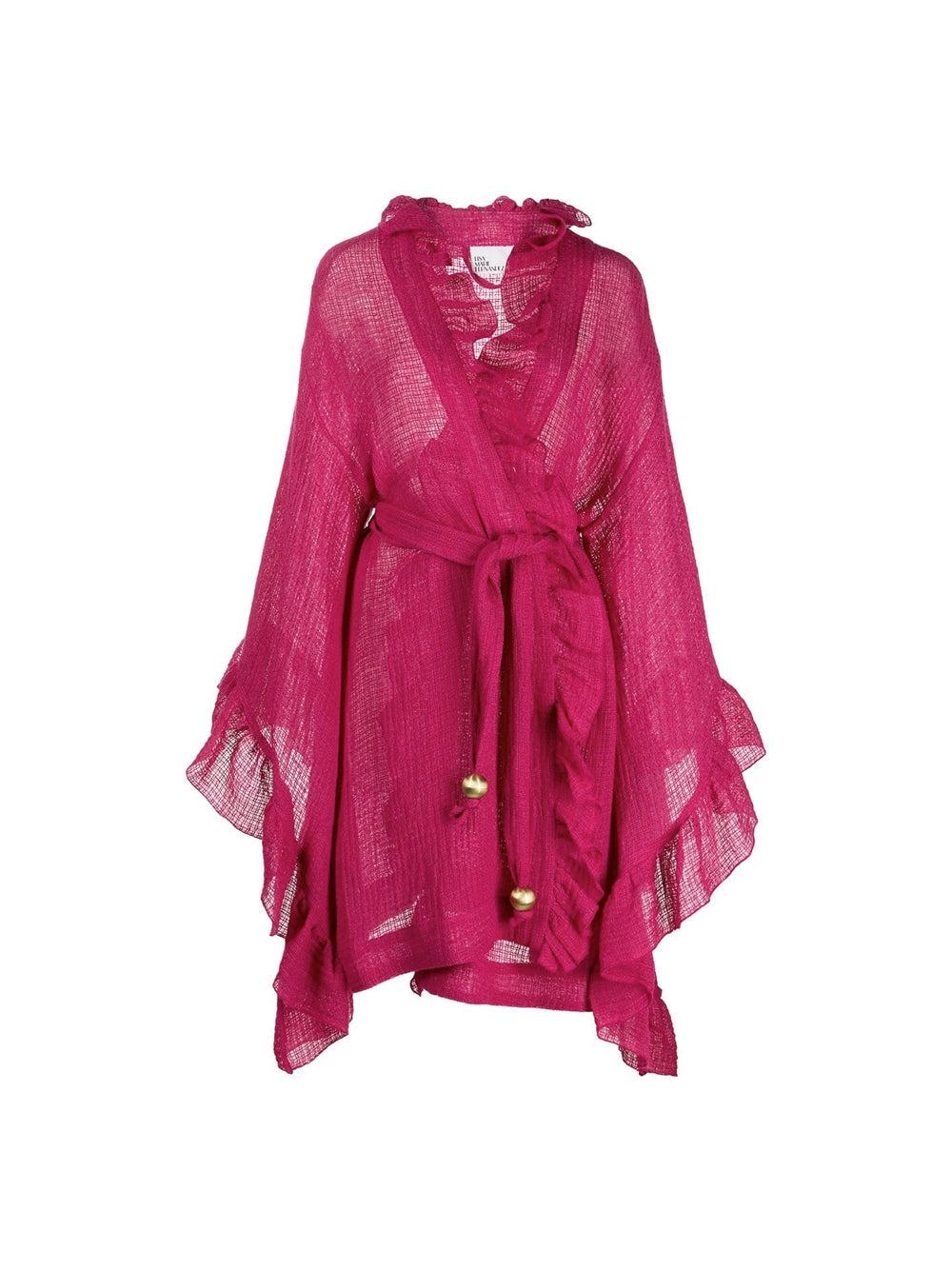 Lisa Marie Fernandez Anita Belted Linen Robe in Pink