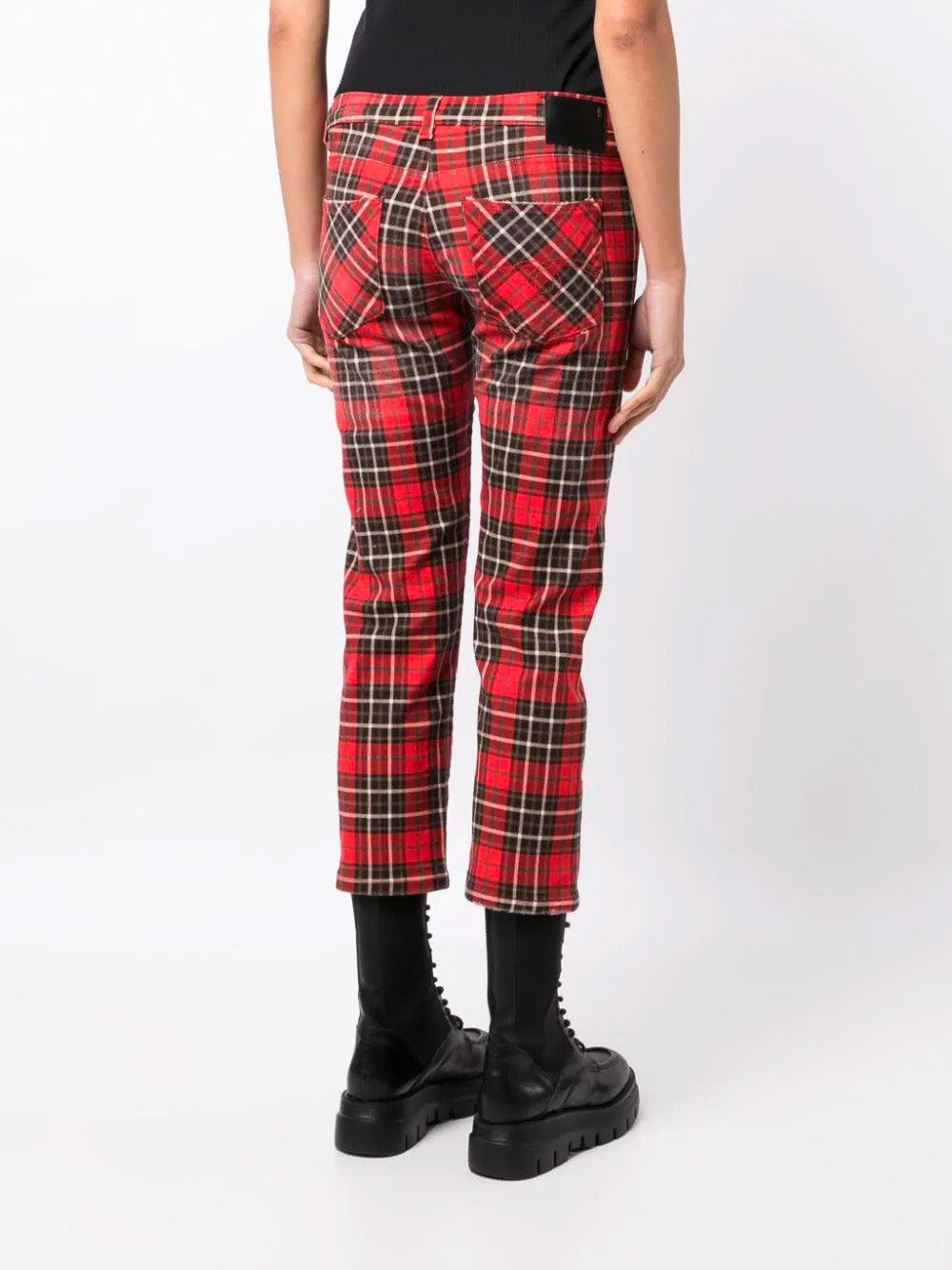 R13 Boy Plaid Cropped Jeans in Red Lyst UK