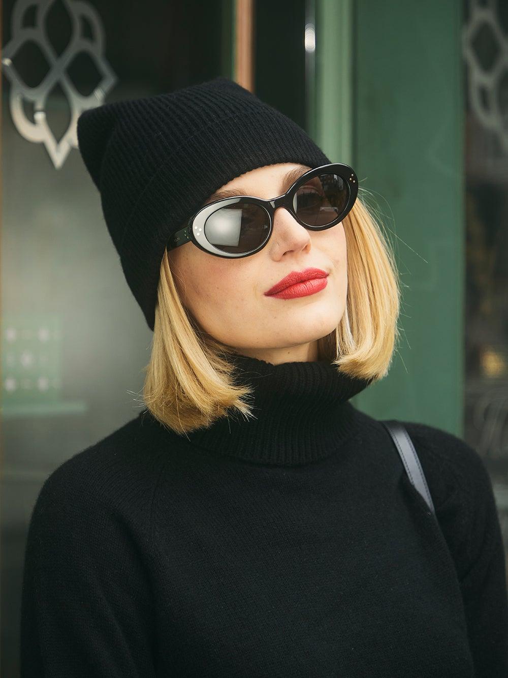 Celine Oval Smoke Lens Sunglasses in Black | Lyst
