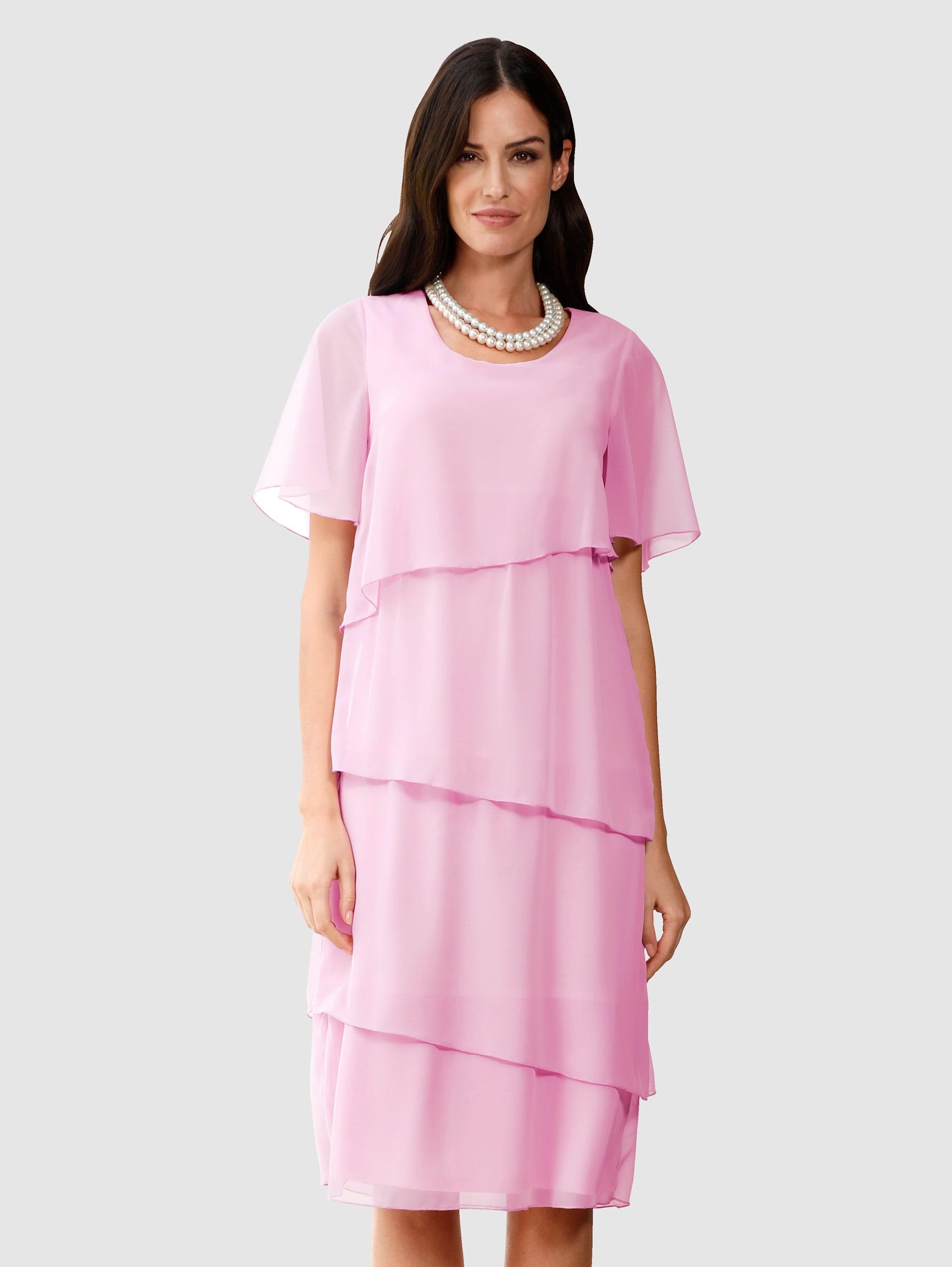 Paola Chiffon Kleid im doppellagigen Look Rosé in Pink | Lyst DE