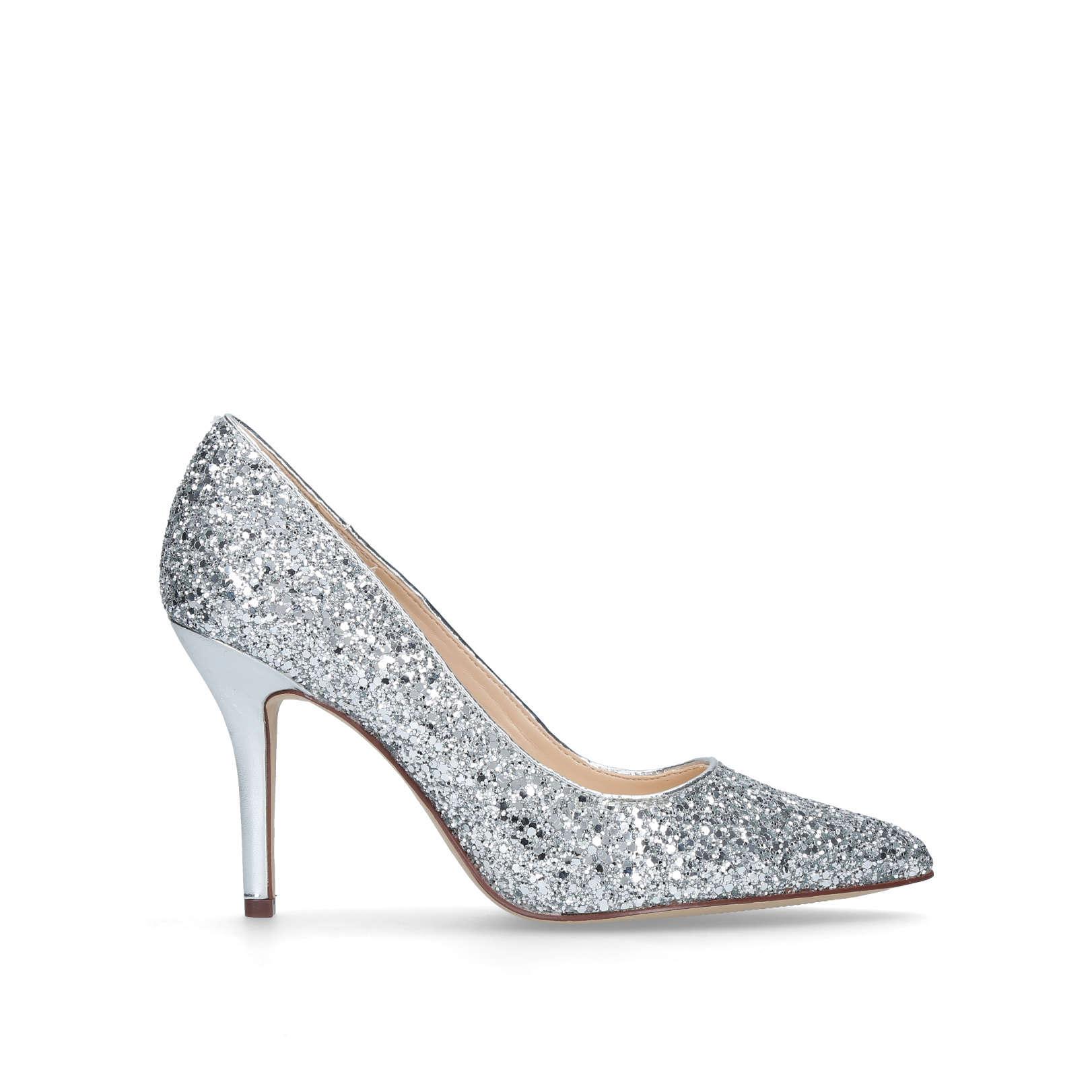 Nine West Synthetic 'flagship 55' Glitter Kitten Heels Court Shoes in Silver  (Metallic) | Lyst UK