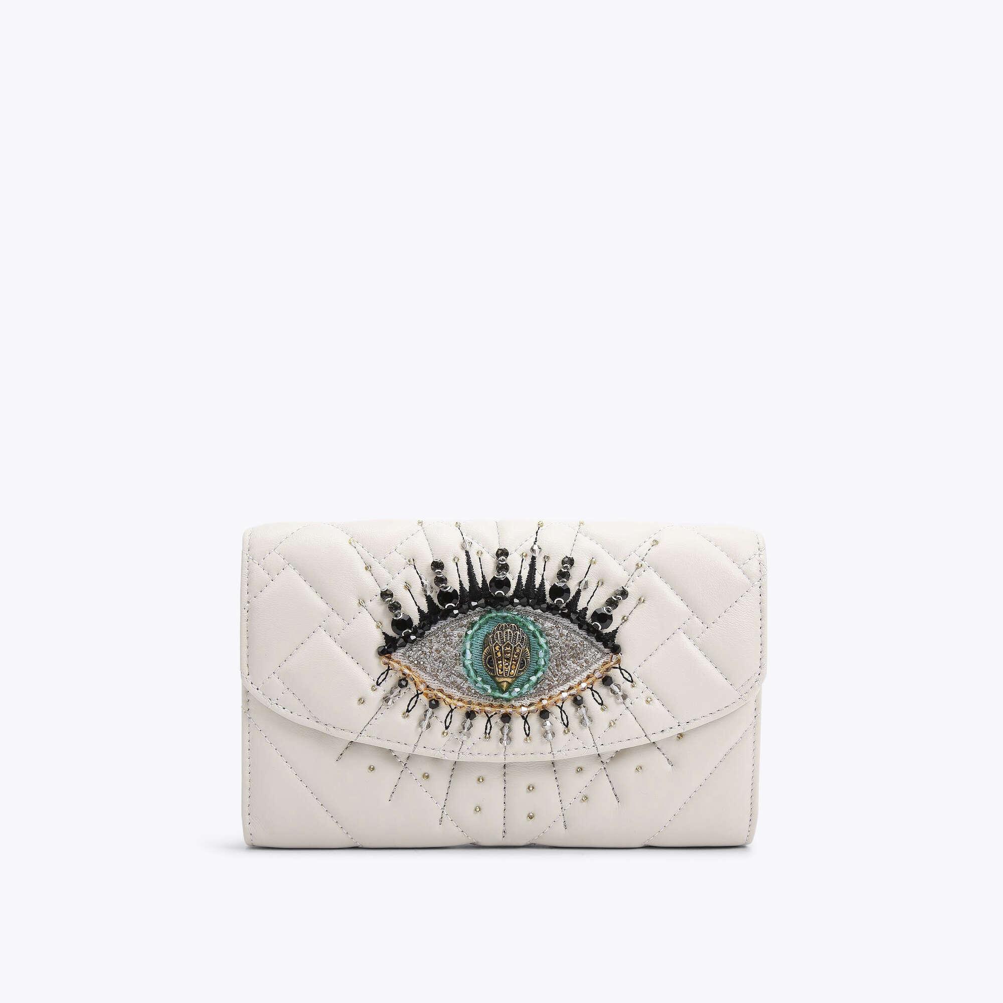 Kurt Geiger Quilted Leather Evil Eye Chain Wallet in White Lyst Australia