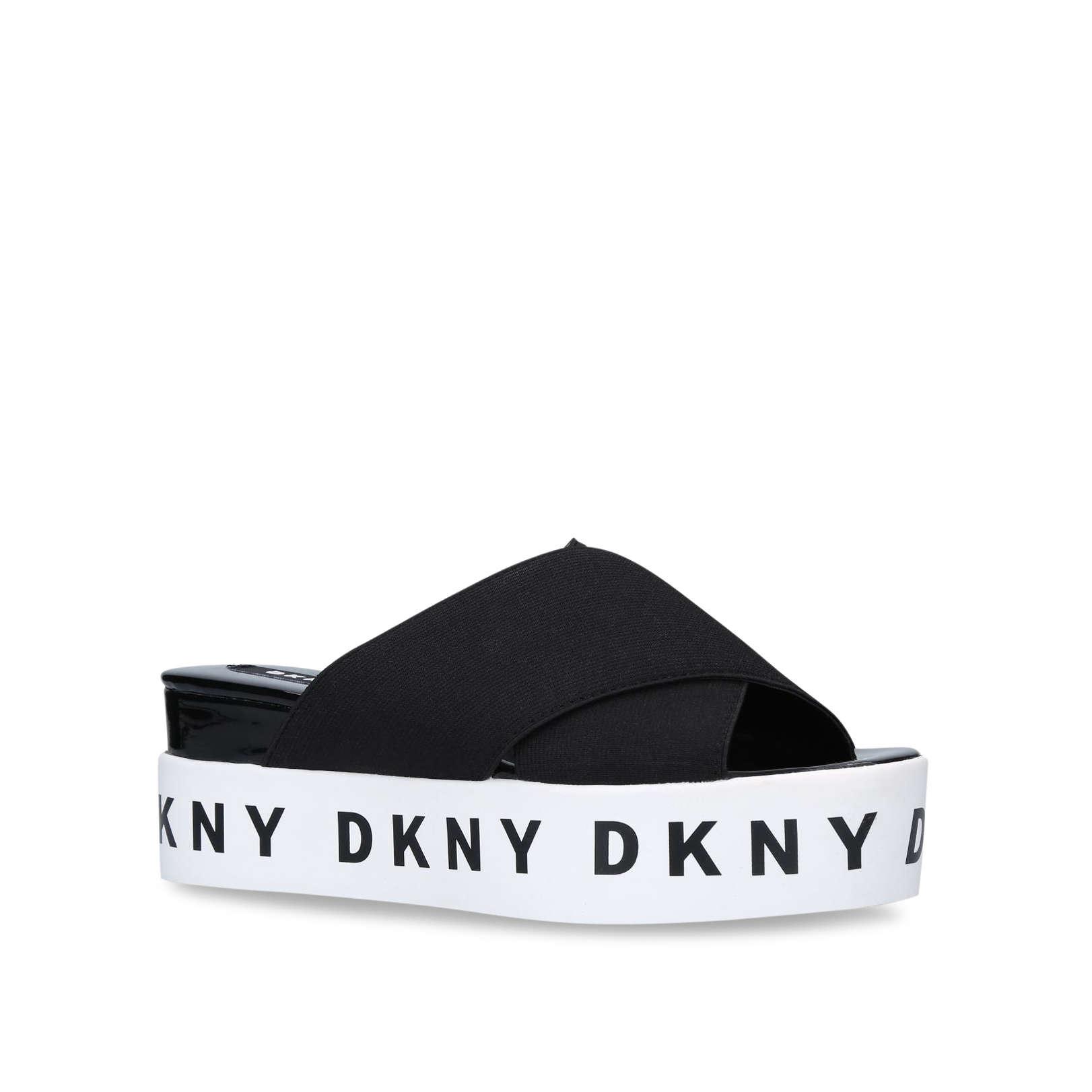 DKNY Cristi Logo-print Cotton Sliders in Black | Lyst UK