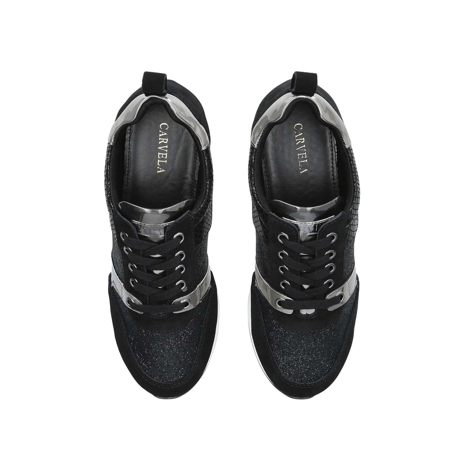 carvela black glitter trainers