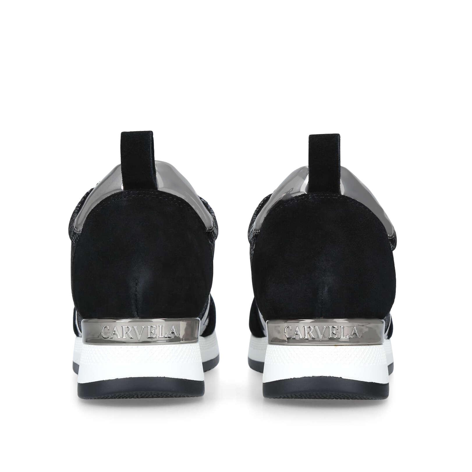 carvela black glitter trainers