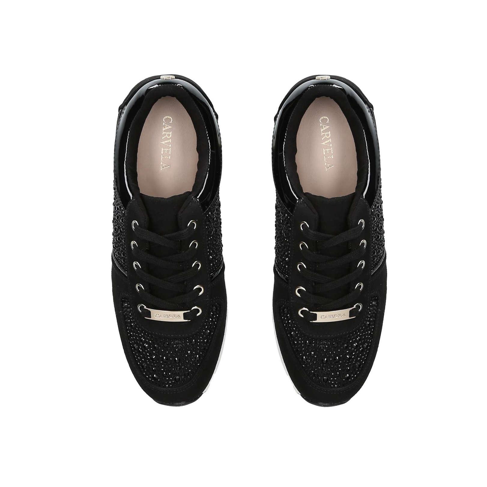 Carvela Kurt Geiger Synthetic Embellished Low Top Trainers in Black - Lyst