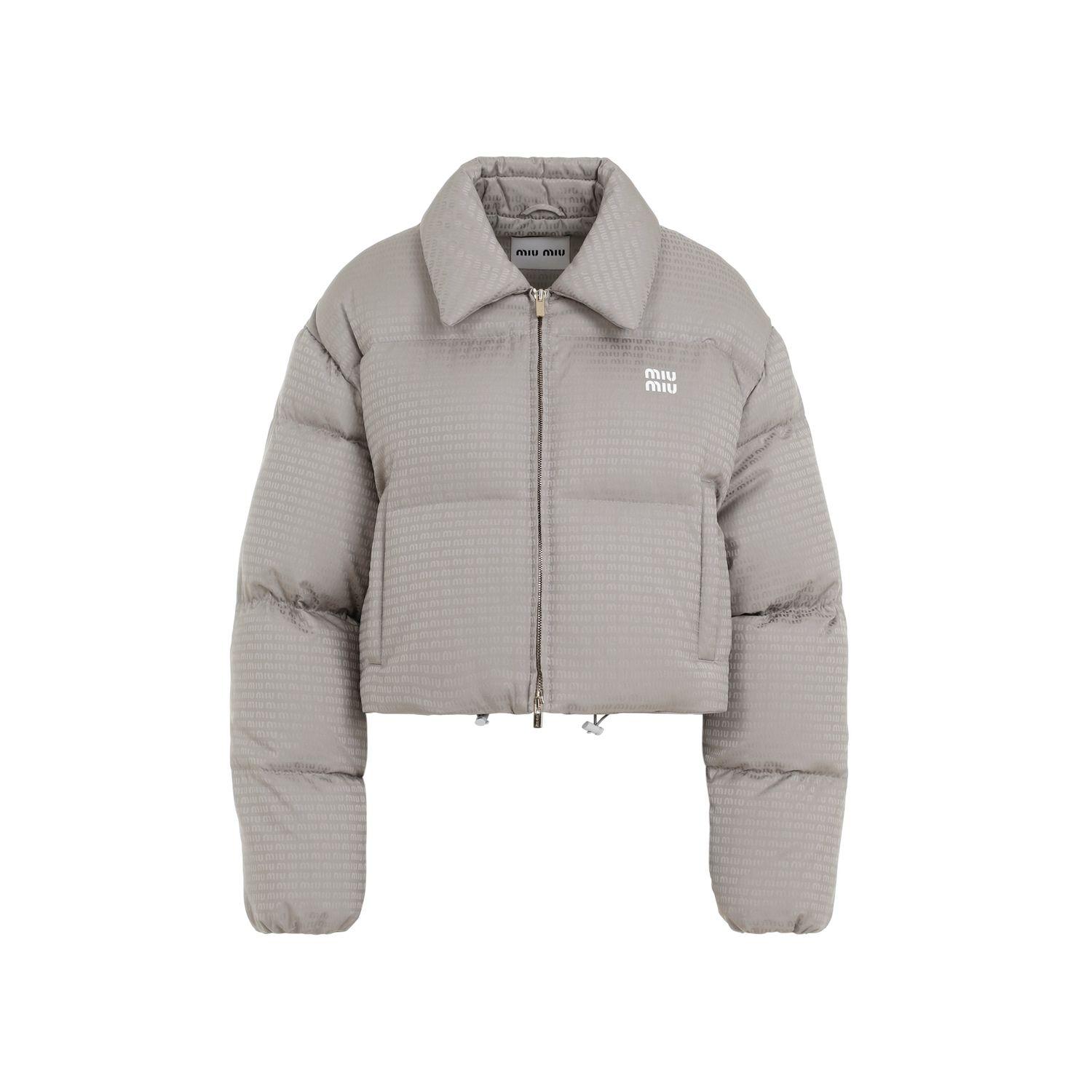 ダウンジャケット・コート Miu Miu Olive Green Polyester Down Jacket Miu Miu Miu Miu Allover Logo Printed Down Jacket - Jackets