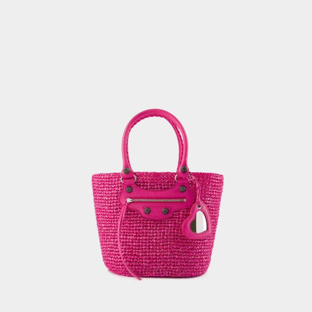 Balenciaga Transparent Raffia Shoulder Bag For in Pink Lyst