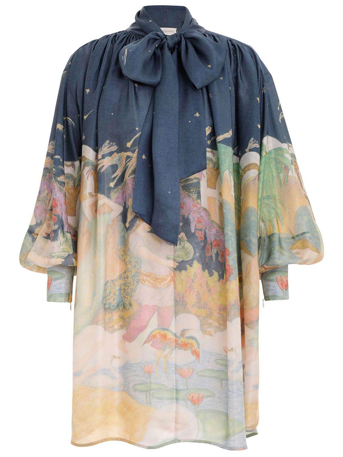 Zimmermann Lyrical Barrel Mini Dress in Blue | Lyst