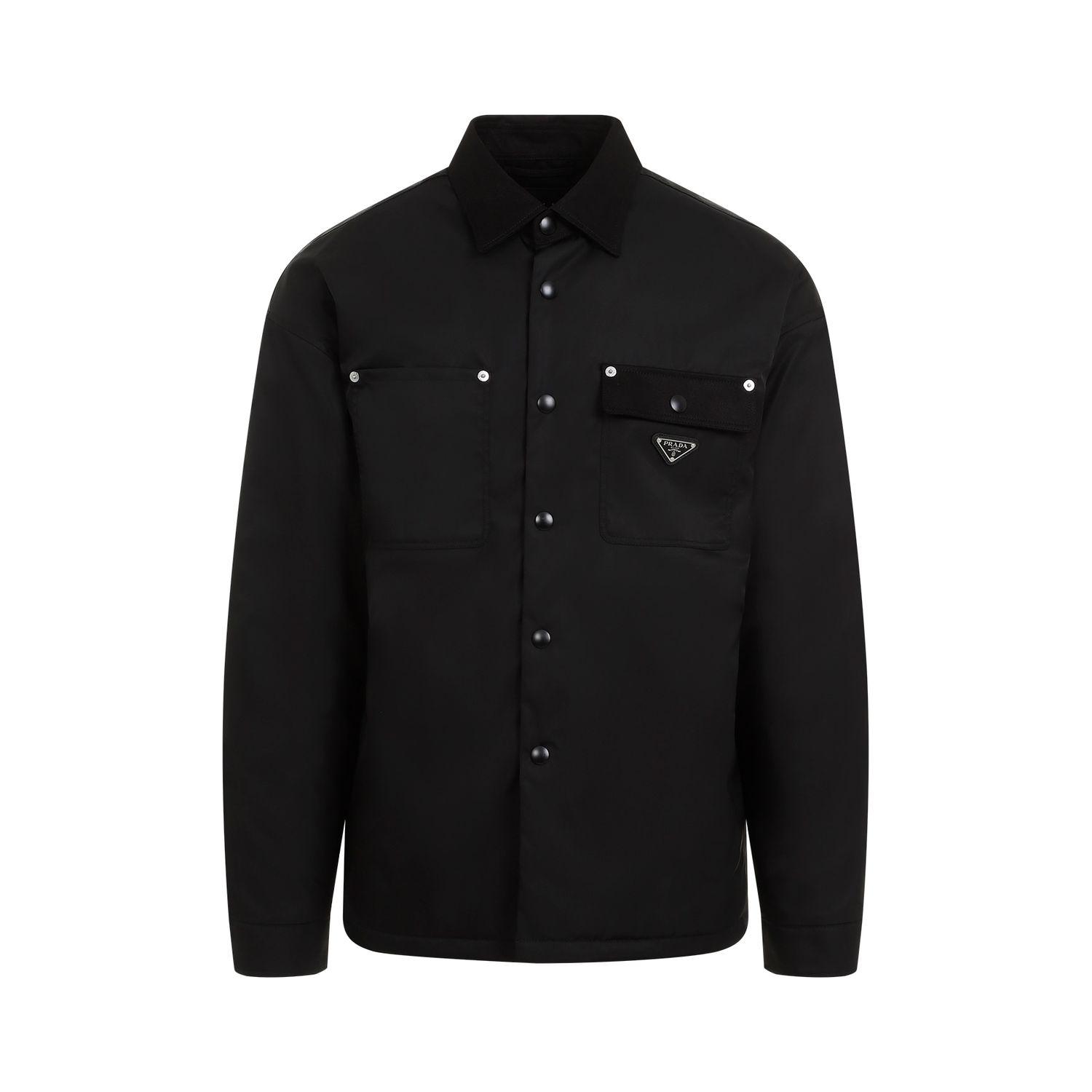 『PRADA』 ロールアップスリーブシャツ ブラック 長袖シャツ 42 prada-Black-Sleek-Nylon-Shirt-