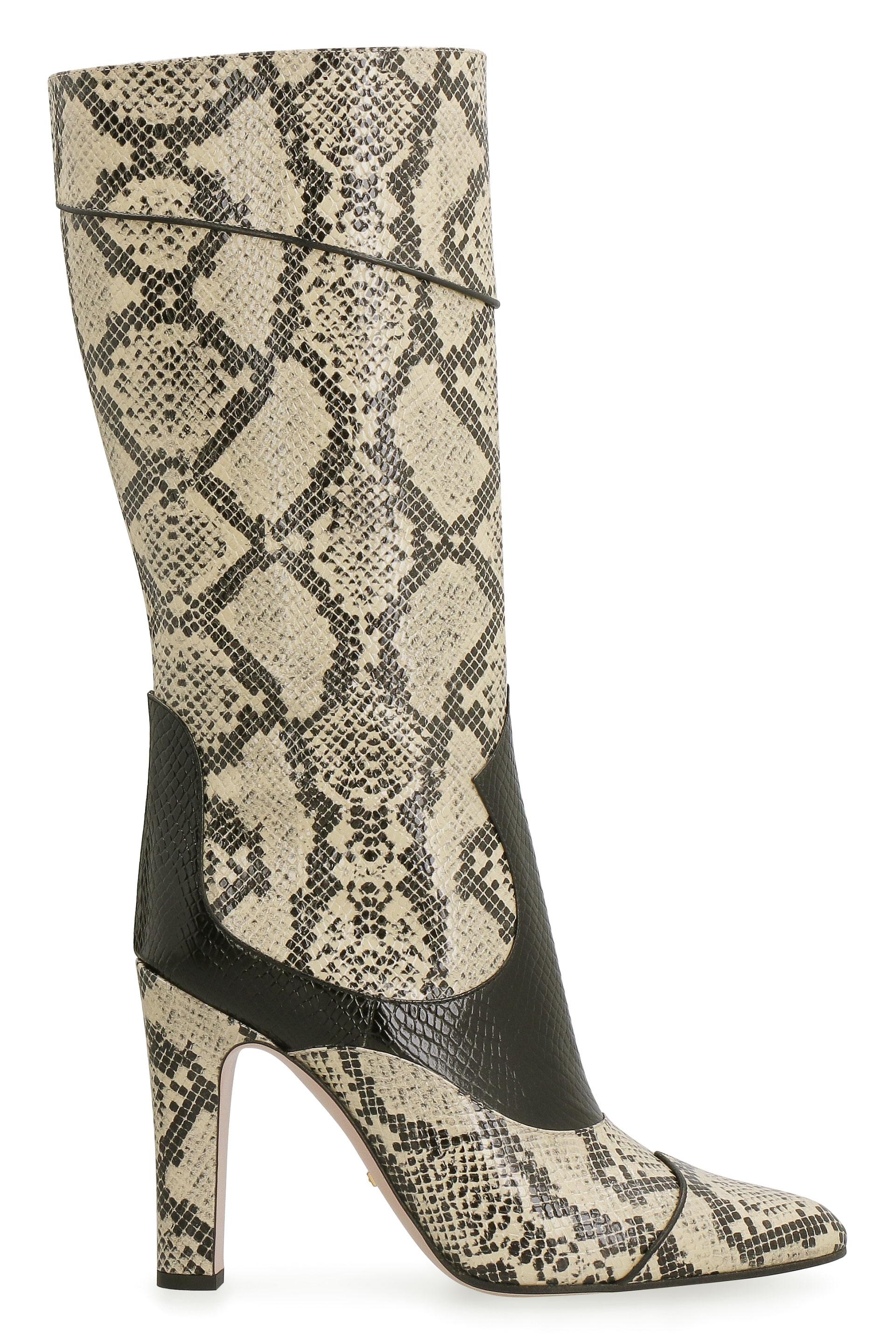 Gucci Snakeskin Print Leather Boots For in Brown Lyst
