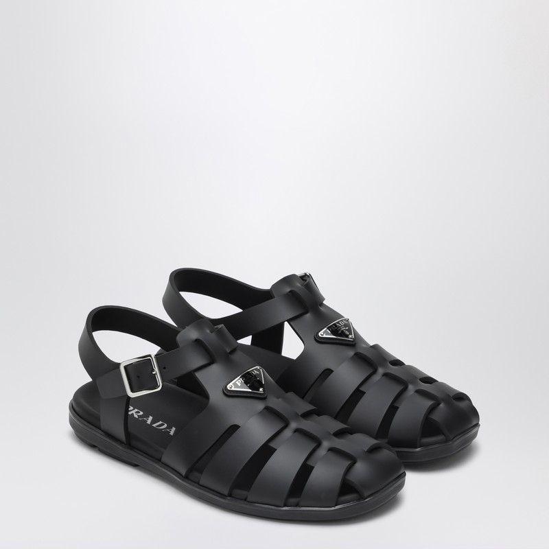 サンダル PRADA BLACK RUBBER CAGE SANDAL Prada Rubber Cage Sandal in Black for Men | Lyst